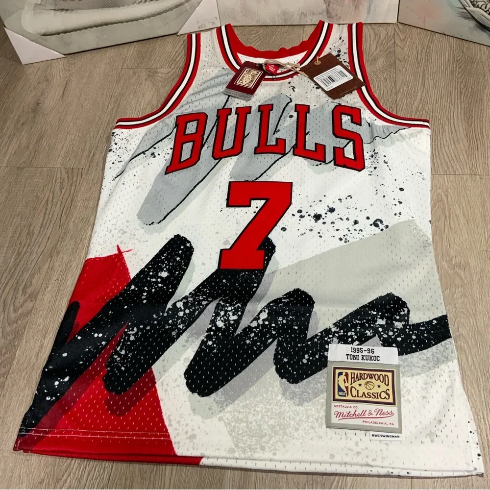New Mitchell & Ness White Chicago Bulls 97-98 Toni Kukoc Swingman Jersey S - Picture 4 of 11